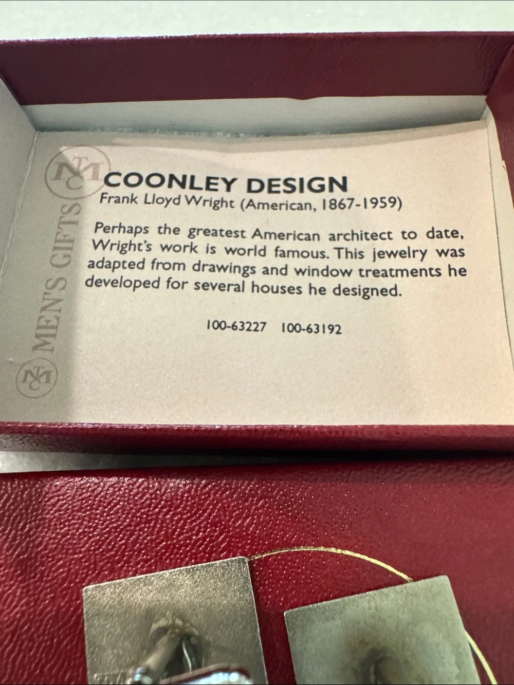 Vintage ACME Studio Frank Lloyd Wright Cufflinks Box Set